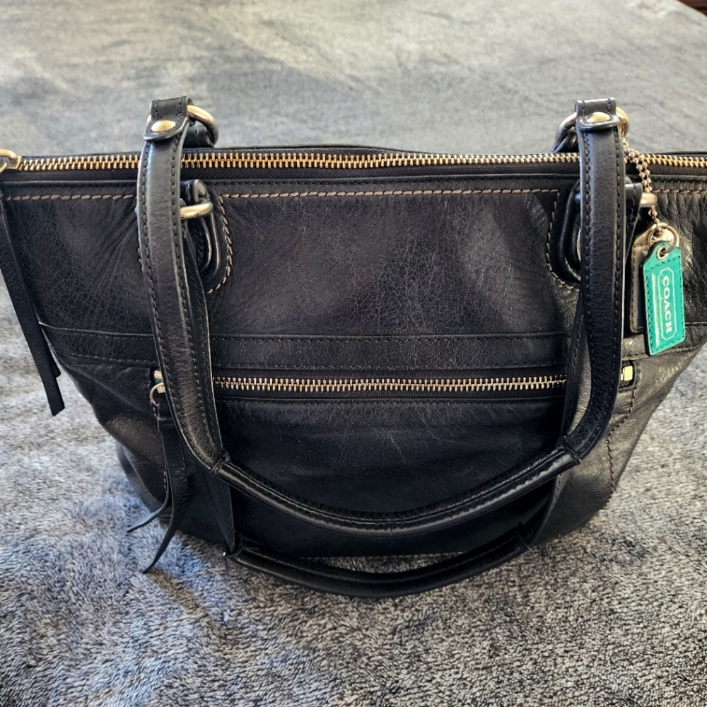 Coach Black Leather Tote Bag